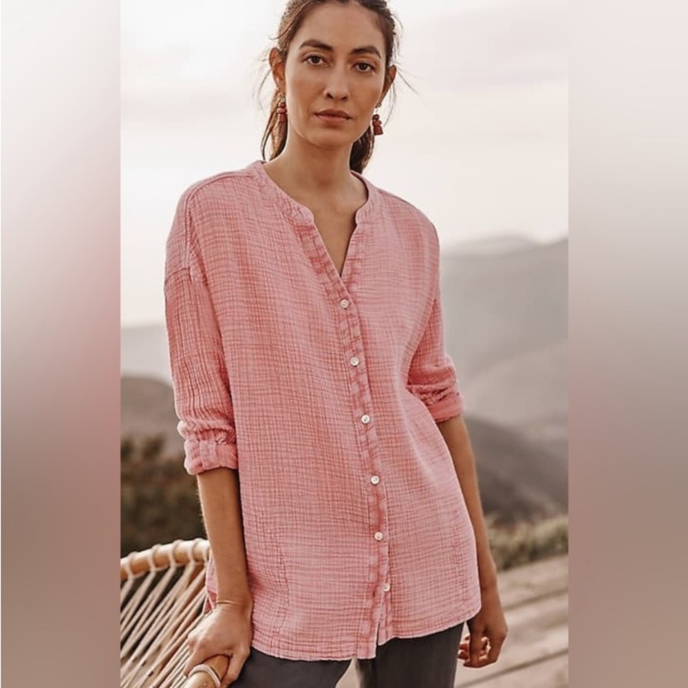 J. Jill button down Crinkle Gauze shirt size Large